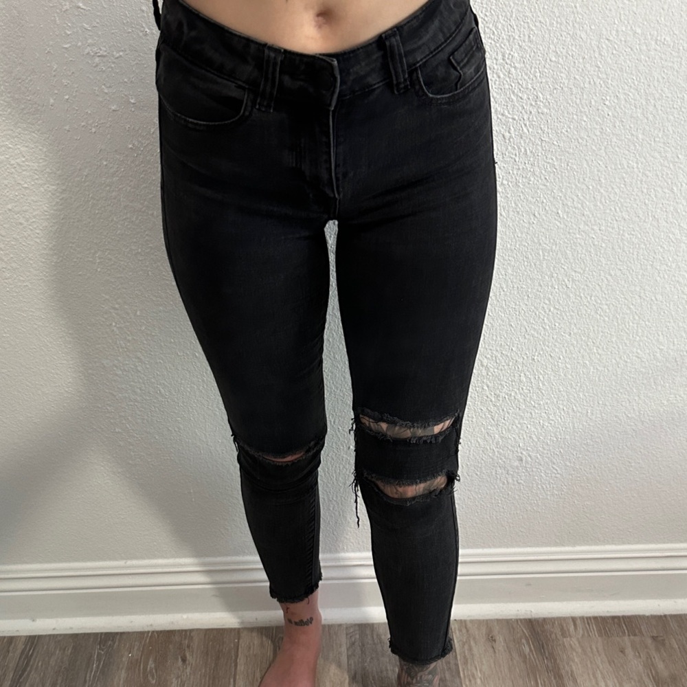 Eunina Black Ripped Skinny Jeans
